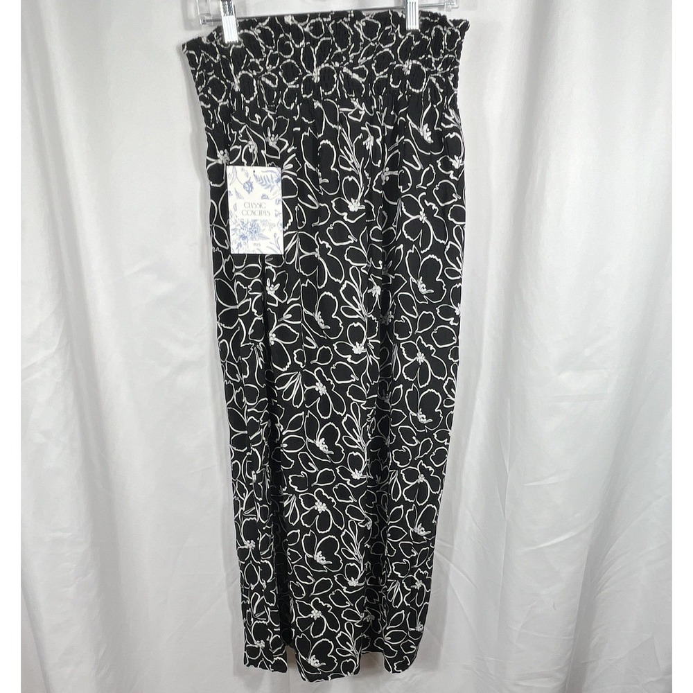 Classic Concepts Plus Women's 2XL Black/White Floral Rayon Pull-On Pants